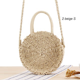 Round Straw Bag Handmade Rattan Woven