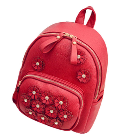 Sweety Flower Leather Backpack