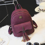 Tassel Women Leather Backpack Minimalist