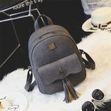 Tassel Women Leather Backpack Minimalist
