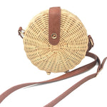 Woven Rattan Bag Round Straw Shoulder Bag
