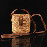 Woven Rattan Bag Round Straw Shoulder Bag