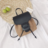 Cute Small Women Straw Backpack
