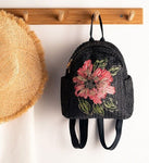 Floral Straw Backpack for Women