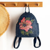 Floral Straw Backpack for Women