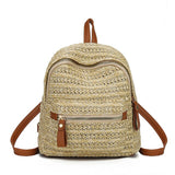 Women Straw Rattan Woven Travel Backpacks